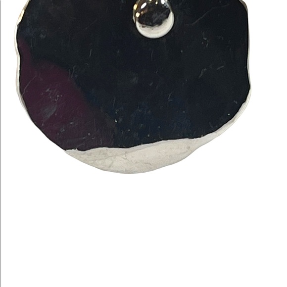 Vintage 1980s Silver finish Purple & teal abstract disk chunky necklace - Picture 9 of 12